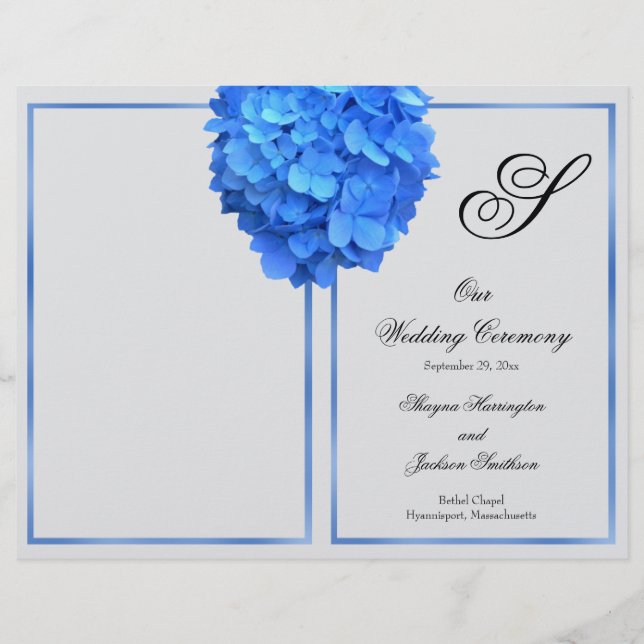 Capa de Programa de Casamento com Monograma Floral (Frente)