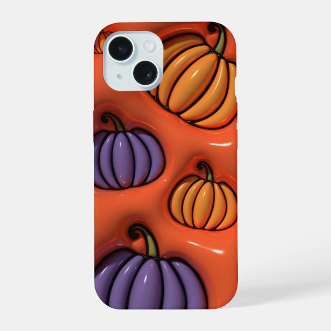 Capa de telefone abóbora de outono colorida 3D (Verso)