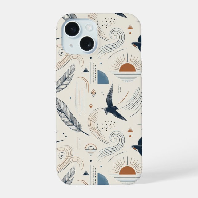 Capa de telefone Boho Swallow & Sun (Verso)