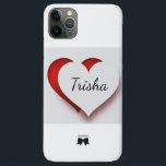 Capa de telefone celular - Coração Branco com HAMb<br><div class="desc">Capa de telefone de células brancas e vermelhas do coração com personalização do nome.</div>