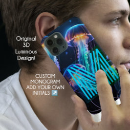 Capa de telefone colorida do monograma azul-neon