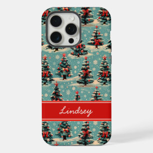 Capa de telefone com árvore de Natal antiga e nome