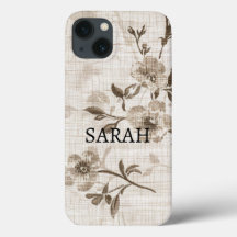 Capa de telefone com Design Floral Castanho