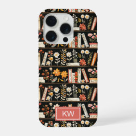 Capa de telefone com estante de livros florais per