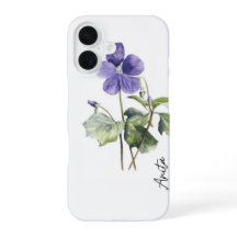 Capa de telefone com flor de nascimento roxa e nom
