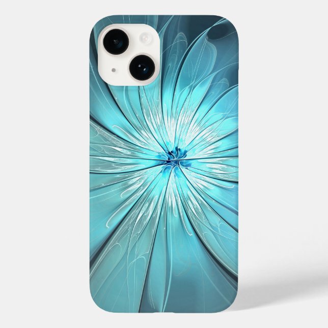 Capa de telefone com flor moderna aqua (Verso)