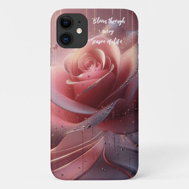 Capa de telefone com flor rosa (Verso)