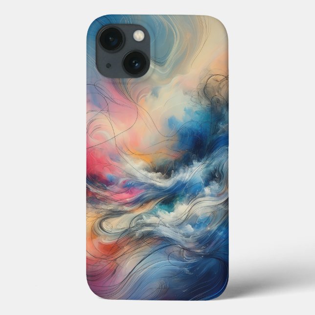 Capa de Telefone com Fluxo de Nuvem Etérea Moderna (Verso)