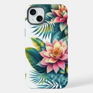 Capa de telefone com folhas e flores tropicais