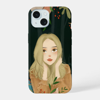 Capa de Telefone com Ilustração de Garota Bonita