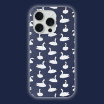 Capa de telefone com padrão de cisne azul moderno