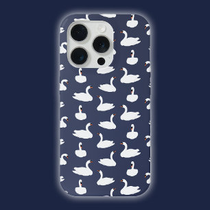Capa de telefone com padrão de cisne azul moderno