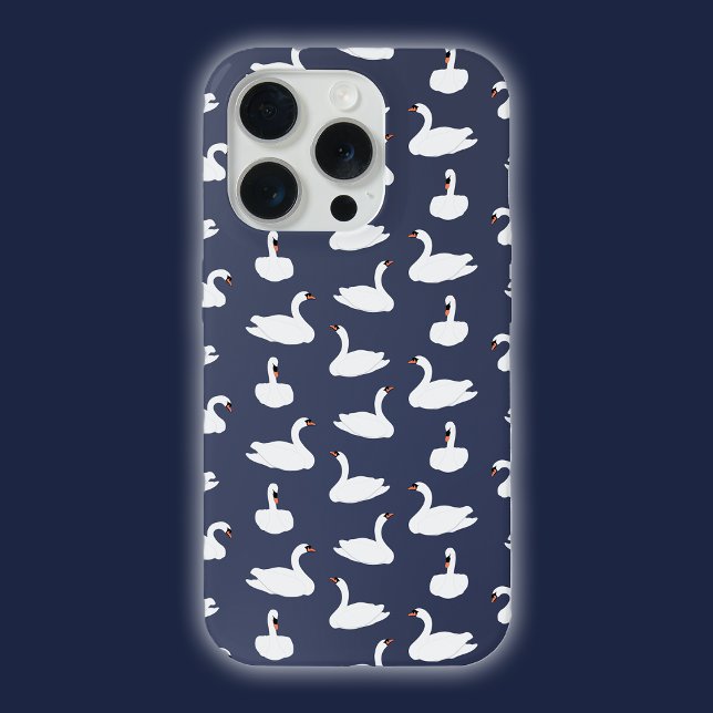 Capa de telefone com padrão de cisne azul moderno  (Swan Phone)
