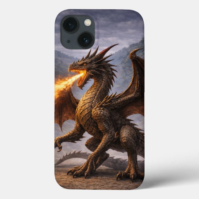 Capa de Telefone com Padrão de Escamas de Dragão (Verso)
