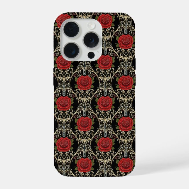 Capa de Telefone com Padrão de Rosas Góticas (Verso)