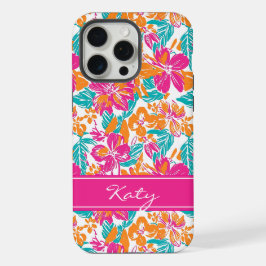Capa de Telefone com Padrão Floral Brilhante (Nome