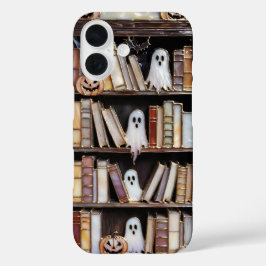 Capa de telefone com prateleira de livros de Hallo