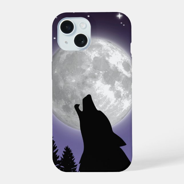 Capa de telefone com um lobo uivando para a lua ch (Verso)