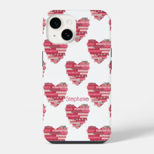 Capa de Telefone Corações em Patchwork Rosa
