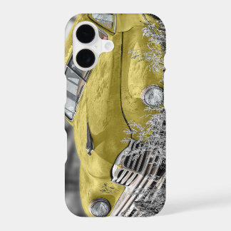 Capa de telefone de carro antigo amarelo vintage