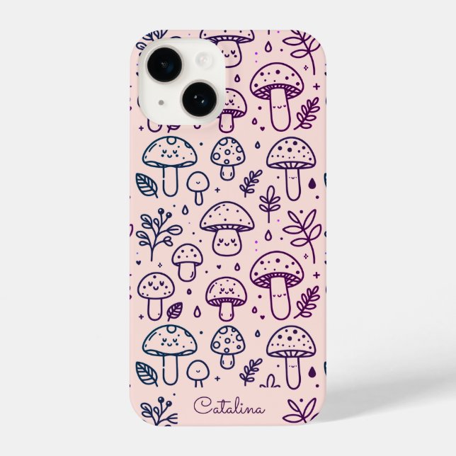 Capa de telefone de Cogumelo Kawaii Rosa Personali (Verso)