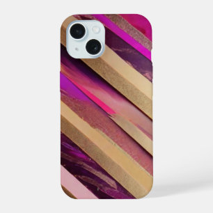 Capa de telefone de faixas rosa e Douradas