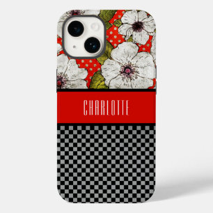 Capa de telefone de Flores Vermelhas e Pretas