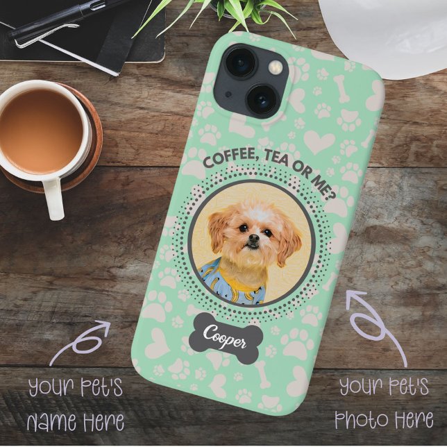 Capa de telefone de Foto Pet Personalizada - "Café (Personalized your phone case with your beloved pet's photo and name with one click.)