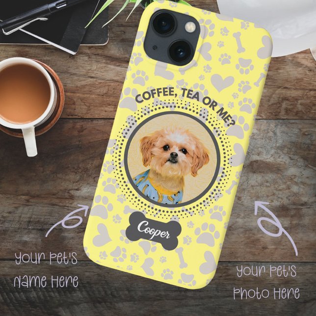 Capa de telefone de Foto Pet Personalizada - "Café (Personalized your pet's photo and name on your phone with one click.)