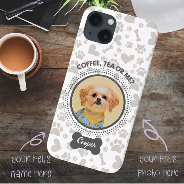 Capa de telefone de Foto Pet Personalizada - "Café (Perfect gift to pet lovers, you can customize your pet's photo and name easily with one click.)
