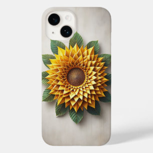 Capa de telefone de girassol em camadas 3D amarela