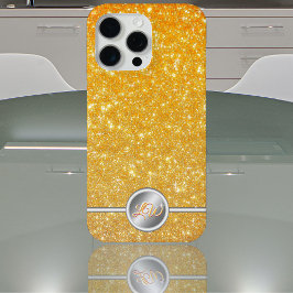 Capa de telefone de monograma amarelo espumante