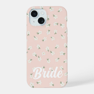 Capa de telefone de noiva floral rosa personalizad