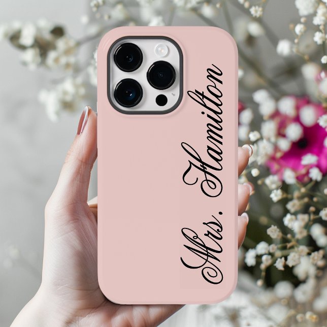 Capa de telefone de Nome Personalizado Mínimo Rosa (pink minimalist phone case, personalized phone case, custom name phone case, teacher gift phone case)