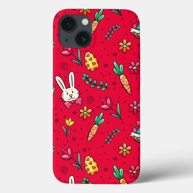 Capa de telefone de padrão de Páscoa vermelha vívi (Verso)