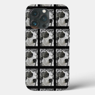 Capa de telefone de Pitbull - touro preto e branco