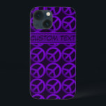 Capa de telefone de Sinal de Paz Roxo com Texto Pe<br><div class="desc">Caixa de telefone celular com padrão de símbolo de paz em roxo com bloco de texto editável.  Disponível para iPhone,  Galaxy e outros modelos populares de smartphone e tablet.</div>