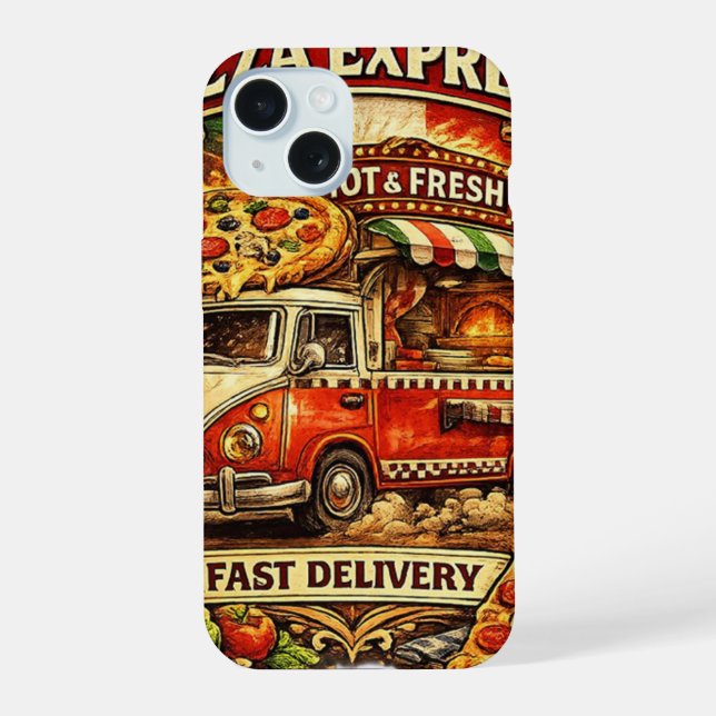 Capa de Telefone Divertida Hora da Pizza – Design  (Verso)