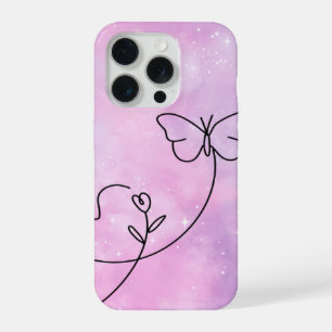 Capa de Telefone Estética com Borboleta Rosa e Cor