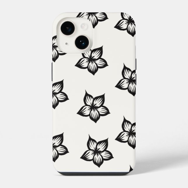 Capa de Telefone Flor de Preto e Branco para iPhon (Verso)