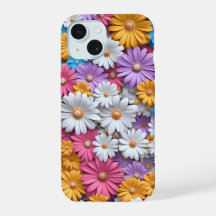 Capa de telefone Floral Colorida 3D Daisies