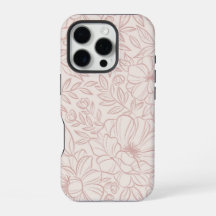 Capa de telefone floral cor-de-rosa, cinzento, bra