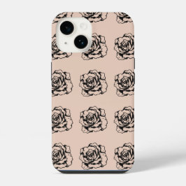 Capa de telefone Floral de Flor Preto&Branco para