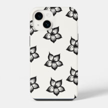 Capa de telefone Floral de Flor Preto&Branco para