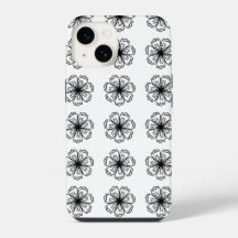 Capa de telefone Floral de Flor Preto&Branco para