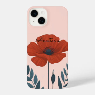 Capa de telefone floral de papoila personalizada