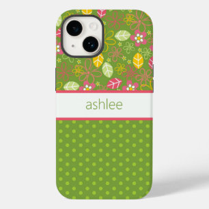Capa de telefone Floral e Bolinhas Personalizada