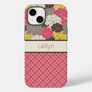 Capa de telefone Floral e Xadrez Personalizada