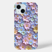 Capa de telefone Floral Pastel Daisy com Design 3D