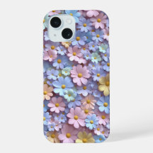 Capa de telefone Floral Pastel Daisy com Design 3D